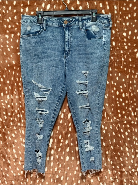 SO Denim - SO Women's Ripped Mid-Blue High-Rise Jeggings